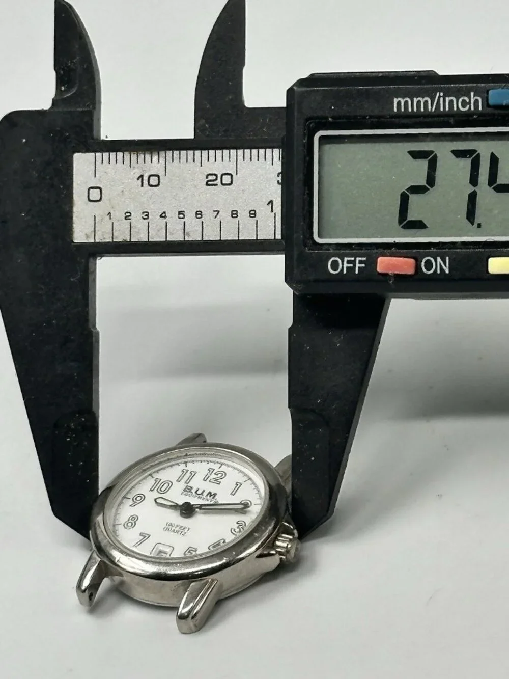 3/$30 B.U.M Watch Women No Band Silver Tone White Dial Date 27MM New Battery